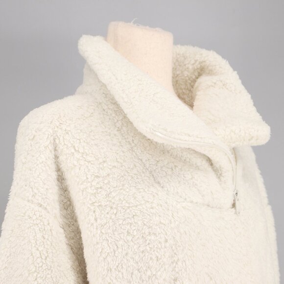 ATHLETA Tugga Sweatshirt Sherpa Teddy Fleece High-Neck Off-White Beige Size S - Picture 4 of 10
